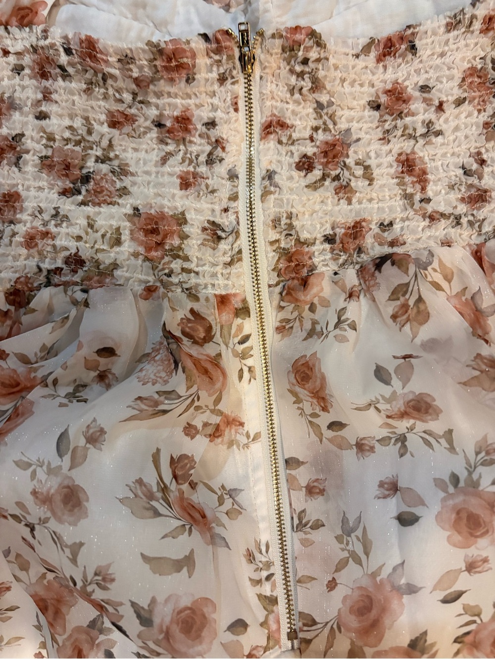 Worth Floral Smocked Midi Dress - Cream & Peach Floral - Picture 3 of 14